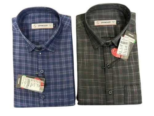 Blue & Black Mens Check Shirts
