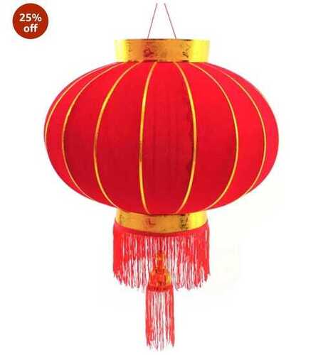 Lantern Lamp - Patchwork Applique Design | Modern Round Red Electric Hanging Lantern for Parties and Home Decor Size: All