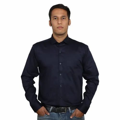 Men Full Sleeves Plain Shirt