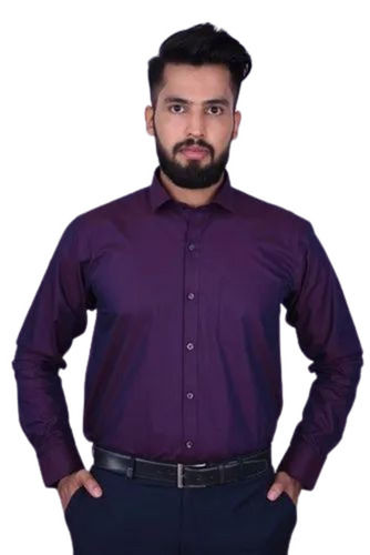 Men Purple Plain Shirt