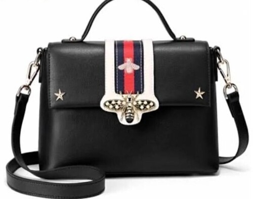 Genuine Leather Shoulder Handbag - Waterproof, With Handle, Sleek Black Design, For Women