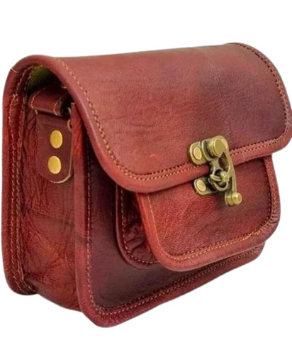 Ladies Leather Sling Bags - 20x26x31 cm, Brown Color | Polished Finish, Durable & Comfortable, Moisture Proof, Two Compartments, Attractive Design