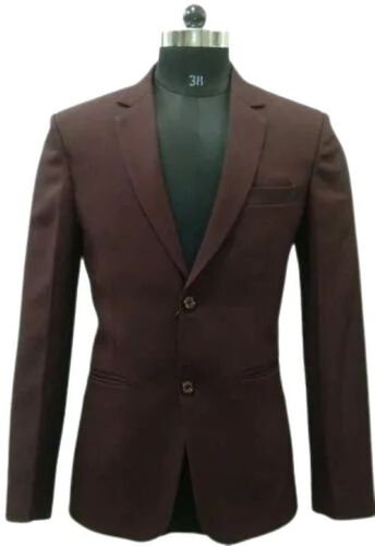 Men's Premium Quality Cotton Blazer - Tailored Fit, Mehroon Color | Sleek Design, Mandarin Collar, Anti-Wrinkle, Breathable, Plus Size Options