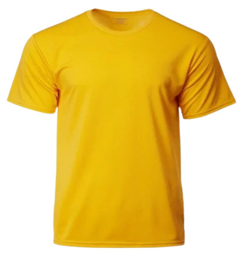 Men Round Neck Cotton T-Shirt - Regular Fit, Attractive Pattern Design, Short Sleeves, O-Neck Style, Available in Yellow, Sizes S to XXL