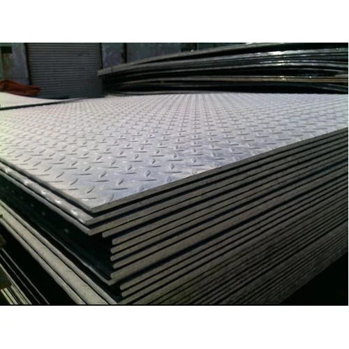 Mild Steel Chequered Plates - Durable Rust-Free High Strength | Silver-Grey Industrial Steel Plates