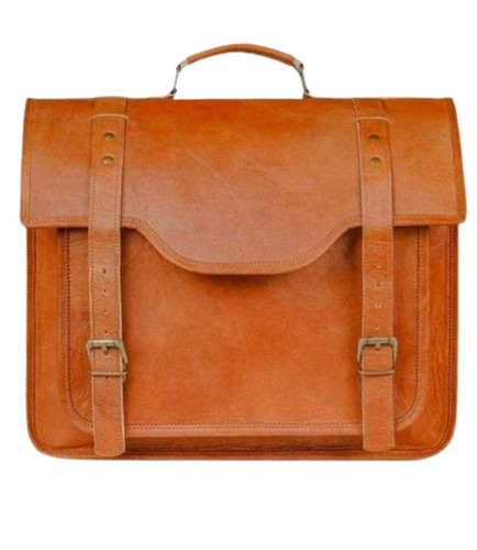 Leather Messenger Bag - 29x31x30.7 cm, Dark Brown, Polished Finish, 2 Compartments, Durable and Comfortable Design, Attractive Style, Over Flap with Buckle