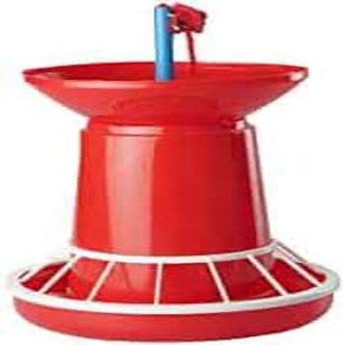 Poultry Feeding System - Premium Plastic Feeder, 50 Birds Capacity, Red and White Color, Long Functional Life, 8 kg Feed Quantity