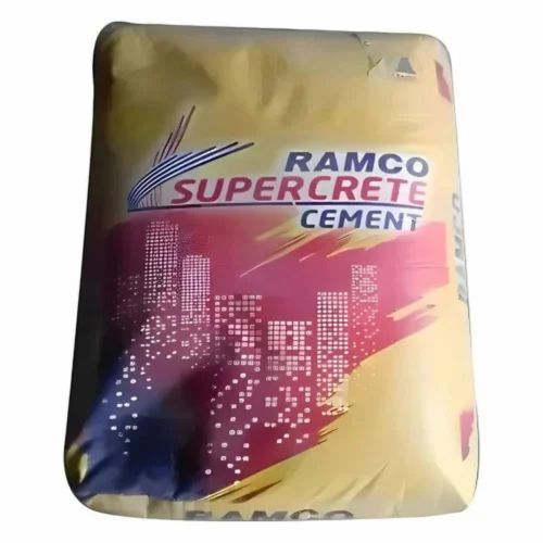 Ramco Supercrete Cement - 50 KG Bag, Black Portland Pozzolana Cement, Acid-Proof, Rapid Setting and Curing, Enhanced Workability, Consistent Quality and Reliability