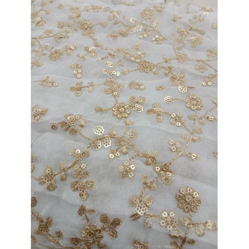 Zari Embroidered Georgette Fabric