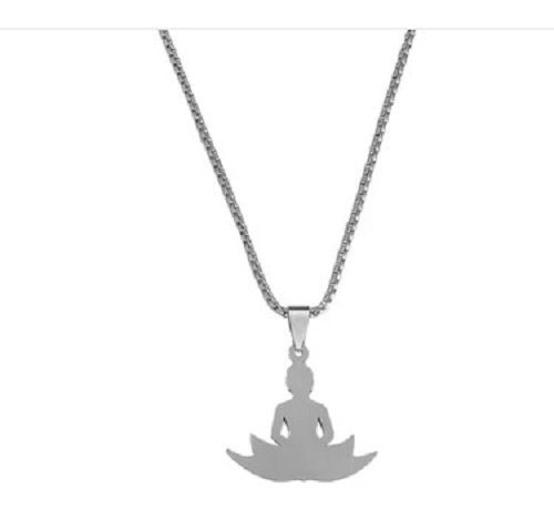 Lord Buddha Silver Stainless Steel Pendant Necklace Chain