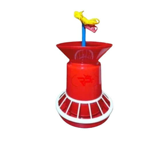 Poultry Broiler Feeder - Plastic 1-4 Kg Capacity Red & White Color | Long Functional Life Manual Circular Feeder for Poultry Farm