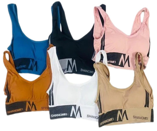 Ladies Sports Bra - Lycra Cotton, Free Size, Multicolor | Daily Wear, Machine Washable, Plain Design