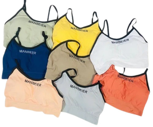 Ladies Sports Bra - Lycra Fabric, Free Size | Multicolor, Plain Pattern, Ideal for Daily Wear