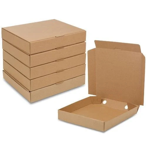Carton Pizza Box - Paper Material, Rectangular Size, Glossy Lamination Finish | Eco-Friendly, Blue Color, Silkscreen Printing for Restaurant Use