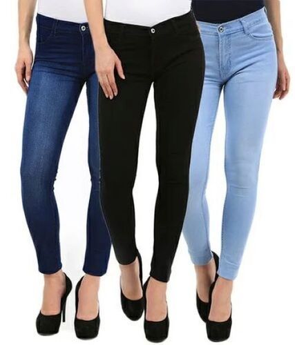 Ladies Slim Fit Jeans - Premium Quality Stretch Fabric , High Waist, Figure-Flattering Design, Ankle Length, Faded Wash, Five-Pocket Style