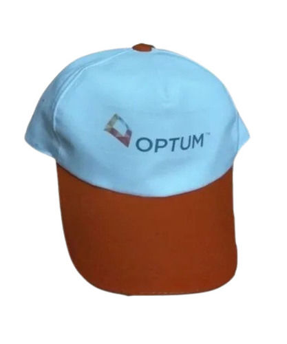 Mens Casual Cap - Customized Cotton Material, M & L Sizes | Smooth Finish, Attractive Printed Pattern, Customer Logo, White & Orange Colors