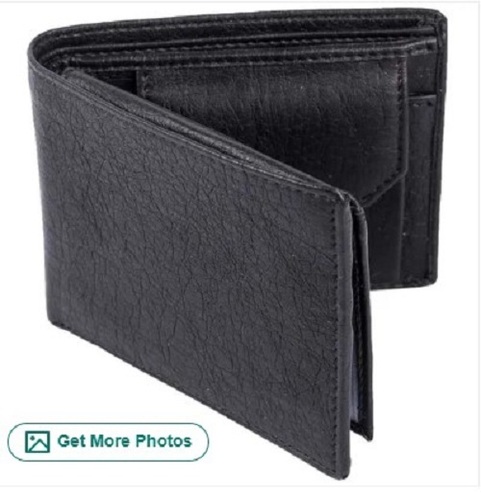 Artificial Leather Black Wallet For Men - Standard Size, Folded Design | Lightweight, Long Lasting Finish, Ideal for Gifting