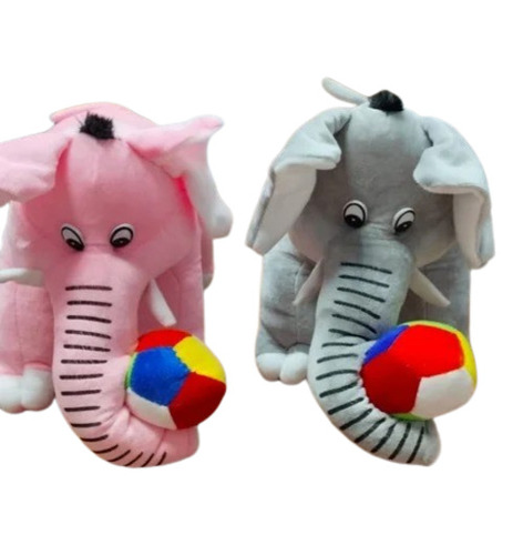 Kids Elephant Soft Toy - Cotton, Medium Size | Flexible Grey Bear Design with Foam Stuffing for Baby Playtime