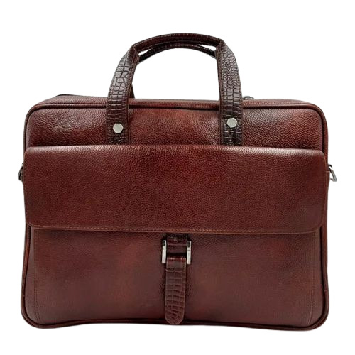 Office Brown Leather Bag - PU Leather Standard Size | Durable Comfortable Polished Attractive Design Zipper Closure