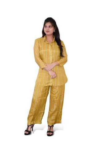 Ladies Kurta And Pant Set - Cotton, Size L/xl/xxl, Yellow | Breathable Fabric, Long Sleeves, Modern Casual Design, Machine-washable