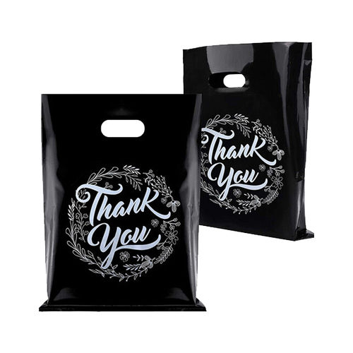 Printed Plastic Carry Bags - Color: Black