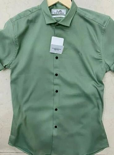 Premium Cotton Formal Shirt - Slim Fit , Elegant Design with Button-Down Classic Collar, Long Sleeves in Crisp Green Plaid, Anti UV & Waterproof Features