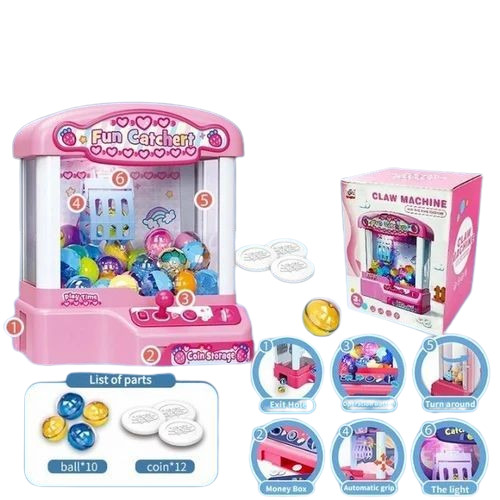 Critters Claw Machine Toys - Premium PVC, Pink Color, Indoor Use for Motor Skills Development | Foldable, Digital Technology, Ideal for Ages 6 and Up