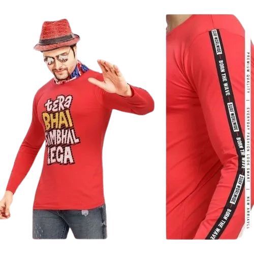 Mens Red Full Sleeve T-Shirt