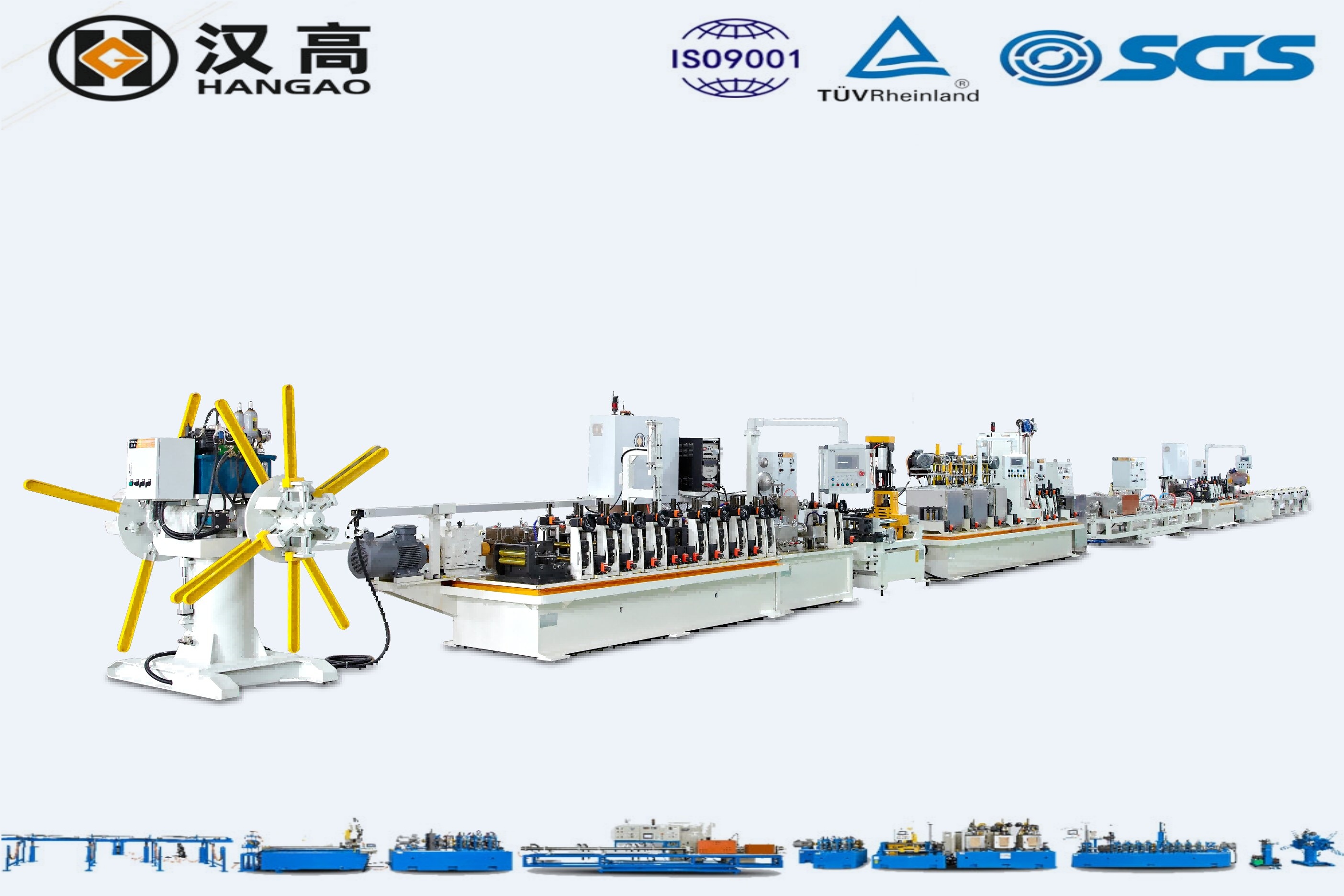 High speed precision industrial pipe welding production line