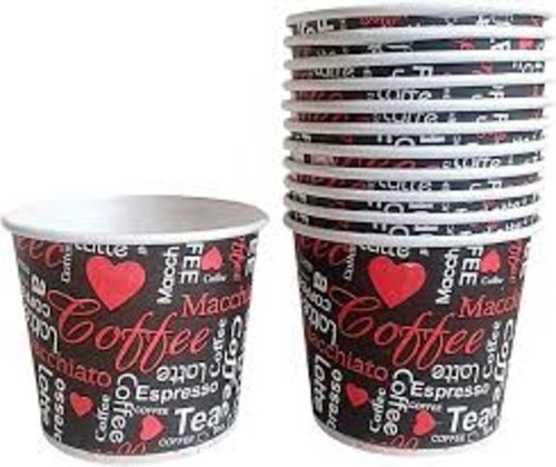 Disposable Tea Cups - 150ml Paper Printed Red Design | Eco-Friendly Biodegradable Lightweight Heat & Cold Resistant Leak-Proof 50 Pieces