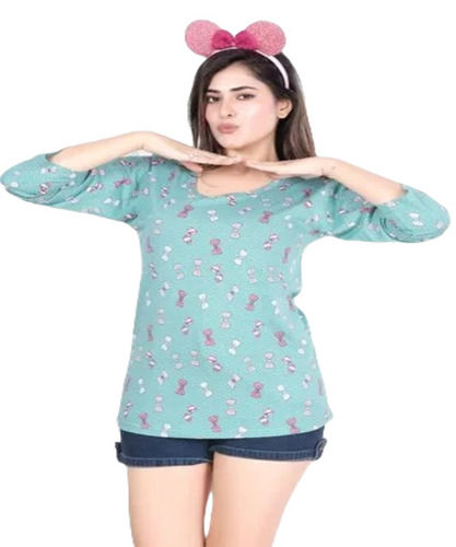 Ladies Cotton Night Suit - Summer Collection | Blue, Printed Design, Available in Sizes S, M, L, XL, XXL