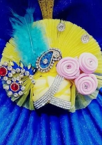 Ladoo Gopal Pagdi - Satin Silk Fancy Design in Multiple Colors | Washable Lightweight Non-Toxic Religious Theme Elaborate Bead Embellishments