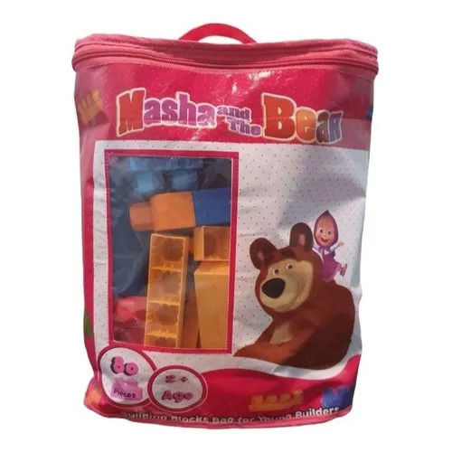 80 Piece Plex Masha And The Bear Building Block House