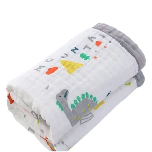 Hooded Baby Blanket - Bamboo Cotton Muslin, Premium Quality, Multicolor Printed Design in Single Size with PVC Packaging