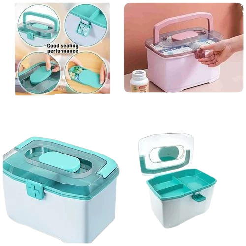 Kids Medicine Box - Plastic, Rectangular Shape, Red Color | Premium Quality, Optimum Medical Use for Kids