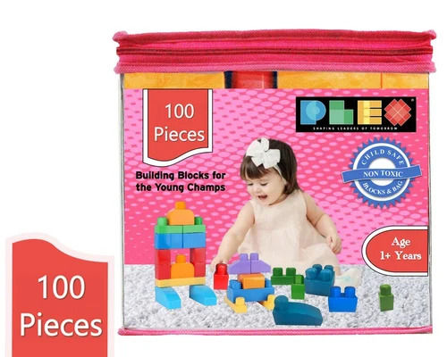 Plex Building & Construction Blocks 1+ Years Of Age (Pink Bag-120 Pcs Blocks)