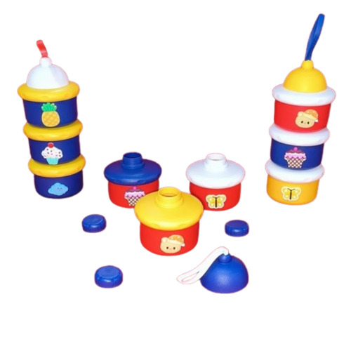 Round Baby Milk Powder Container - Plastic, 5 Liter, 25x30 cm, Yellow | Good Condition, Suitable for Milk Storage, Lightweight at 150 gm