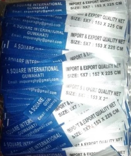 Satin Printed Labels - 75x4.5 Inches, Blue And White Heavy Satin Material For Garment Use
