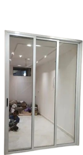 Aluminium Sliding Door - 4mm Glass Thickness, White Interior Frame Finish