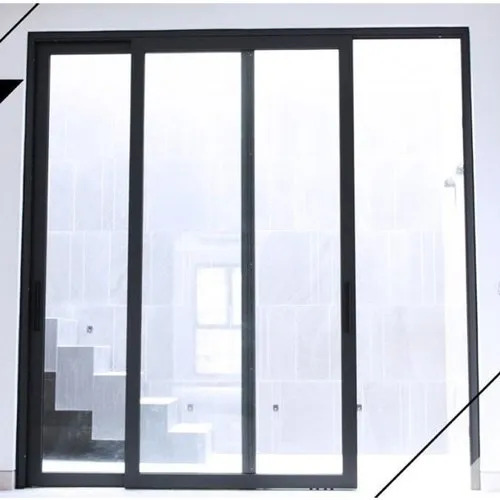 Aluminium Sliding Glass Door - 4mm Glass Thickness, Powder Coated Black Finish | Ideal for Interior Use