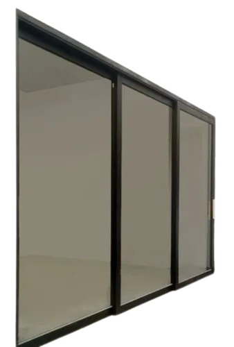 Aluminium Sliding Window - Rectangular Shape, Powder Coated Black Finish, 4 mm Glass Thickness | Ideal for Residential Use