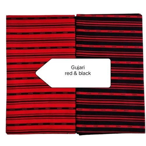 Gujari Red And Black Cotton Fabric
