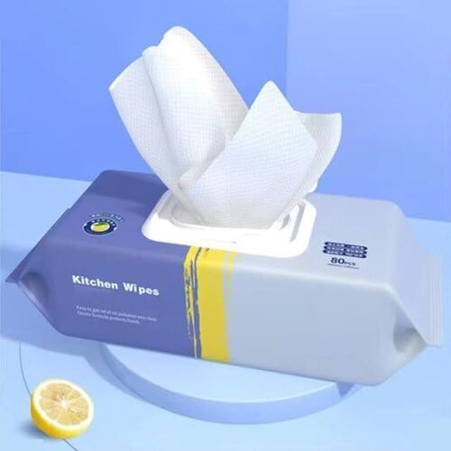 Kitchen Wipes - Non Woven, Packet of 80 Pcs , White for Effective Cleaning in Kitchen, Multipurpose Use, Plain Pattern