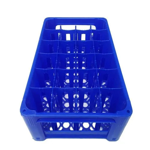 Low Height Plastic Vegetable Crate - Durable Plastic, Rectangular Shape, Blue Color Coated Finish | Mesh Style for Efficient Vegetable Storage