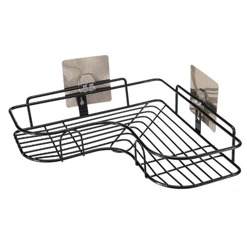 Metal Bathroom Corner Shelf - Stainless Steel Medium Size Black | Triangle Shape Durable Metal Construction Versatile Design