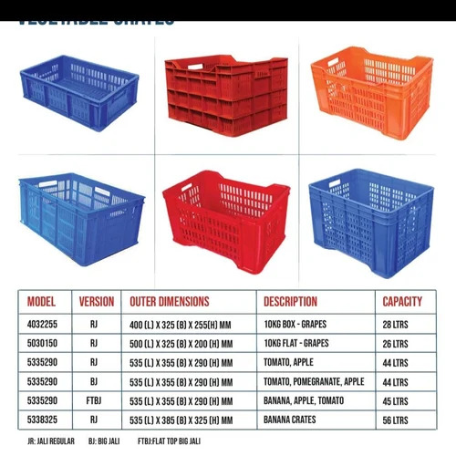 Perforated Plastic Crates - Durable Rectangular Design, Multi-Color Finish | Mesh Style, Ideal for Storage and Organization