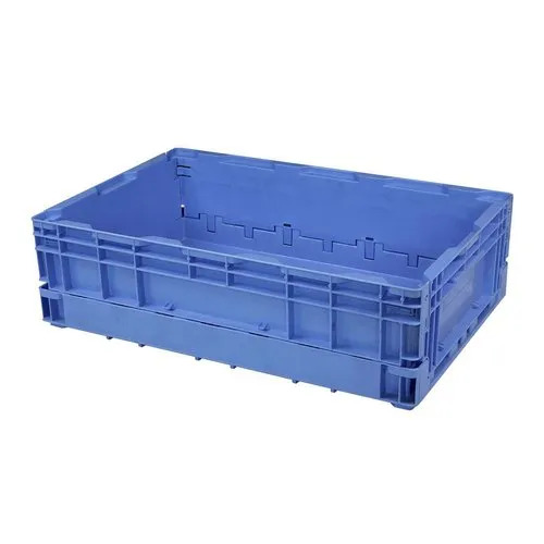 Plastic Milk Crates - Durable Rectangular Plastic with Color Coated Finish, Mesh Style in Blue