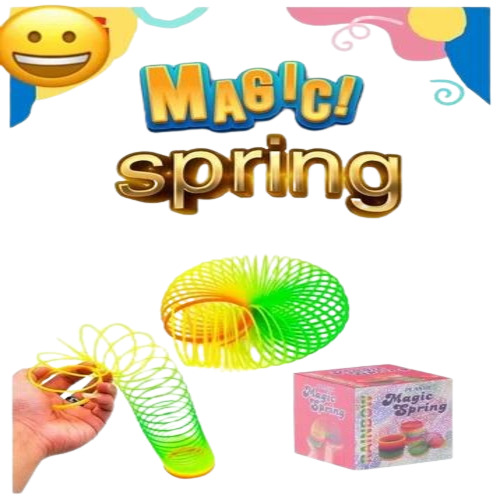 Rainbow Spring Magic Toy - Plastic Material, Standard Size, Yellow Color | Ideal for Kids Aged 1-5, Promotes Fun Play Experience