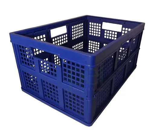 Rectangular Plastic Milk Crate - Plastic Material Rectangular Shape Color Coated Finish Blue Color | Mesh Style for Enhanced Durability and Versatility