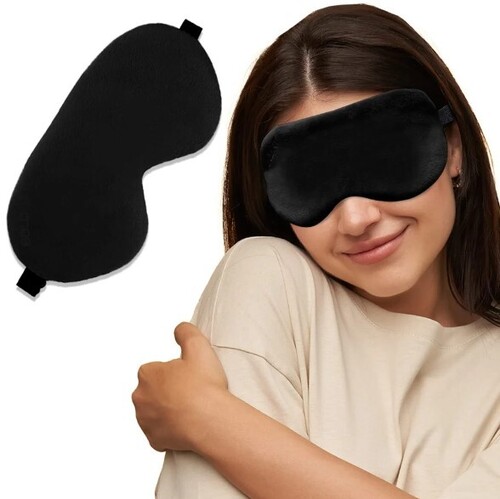 Sleeping Eye Mask - Silk Material, Free Size, Modern Black Design | Unisex, Suitable for All Ages, Single Use